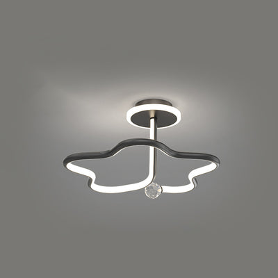 Modern Simplicity Geometric Curve Aluminum Acrylic Lampshade Iron LED Semi-Flush Mount Ceiling Light For Hallways