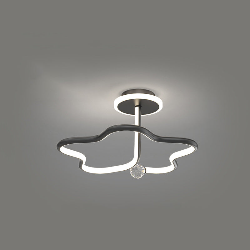 Modern Simplicity Geometric Curve Aluminum Acrylic Lampshade Iron LED Semi-Flush Mount Ceiling Light For Hallways