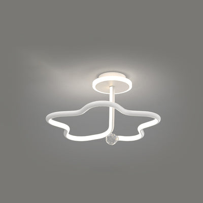 Modern Simplicity Geometric Curve Aluminum Acrylic Lampshade Iron LED Semi-Flush Mount Ceiling Light For Hallways
