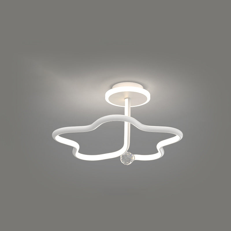 Modern Simplicity Geometric Curve Aluminum Acrylic Lampshade Iron LED Semi-Flush Mount Ceiling Light For Hallways