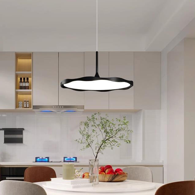 Dôme Minimaliste Moderne Vague Ronde Abat-jour en Acrylique Aluminium Fer Lampe Suspendue LED Pour Salle à Manger 