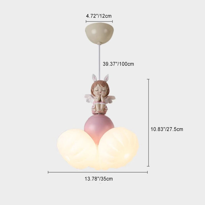 Contemporary Creative Dome Angel Girl PVC Iron Resin 3 - Light Pendant Light For Dining Room