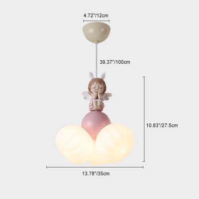 Dôme Créatif Contemporain Ange Fille PVC Fer Résine 3 - Suspension Luminaire pour Salle à Manger 