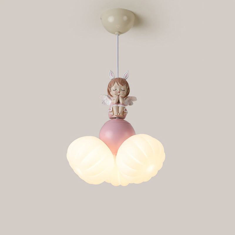 Dôme Créatif Contemporain Ange Fille PVC Fer Résine 3 - Suspension Luminaire pour Salle à Manger 