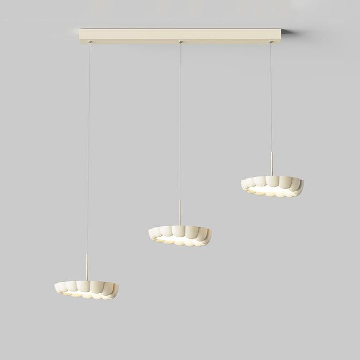 Modern Minimalist Cream Round ABS Iron Lampshade LED Chandeliers For Dining Room
