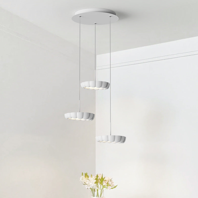 Lampes LED modernes minimalistes rondes en ABS avec abat-jour en fer pour salle à manger 