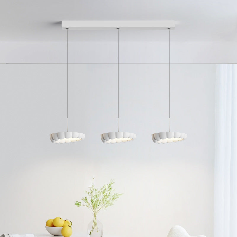 Modern Minimalist Cream Round ABS Iron Lampshade LED Chandeliers For Dining Room
