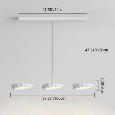 Modern Minimalist Cream Round ABS Iron Lampshade LED Chandeliers For Dining Room
