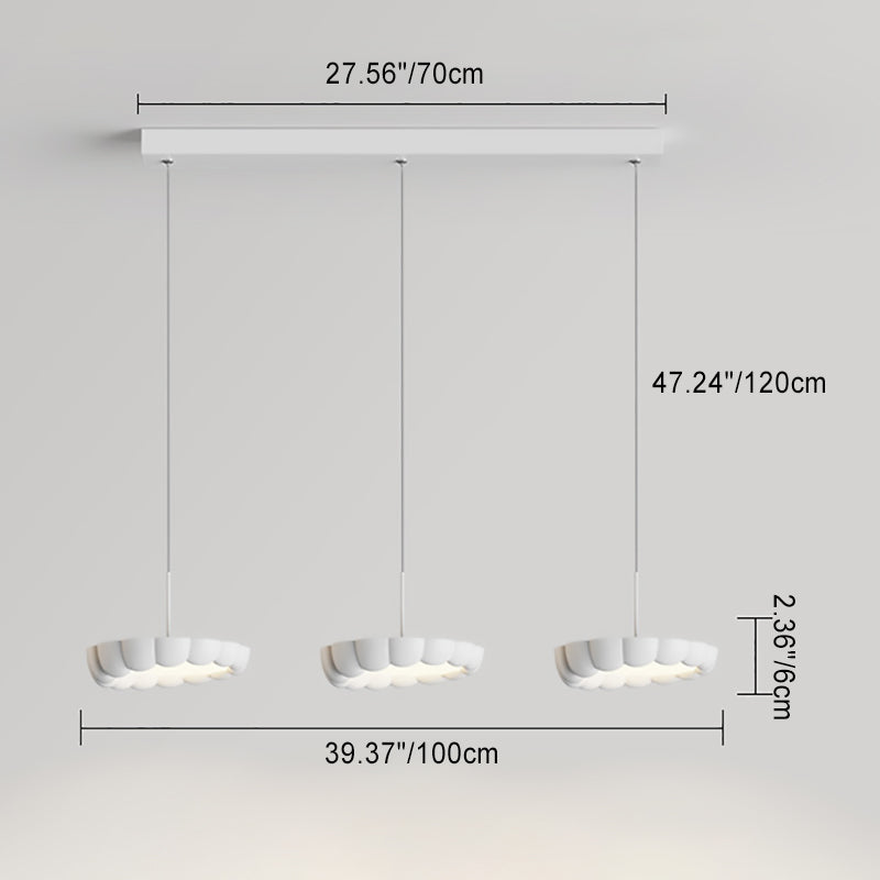 Modern Minimalist Cream Round ABS Iron Lampshade LED Chandeliers For Dining Room