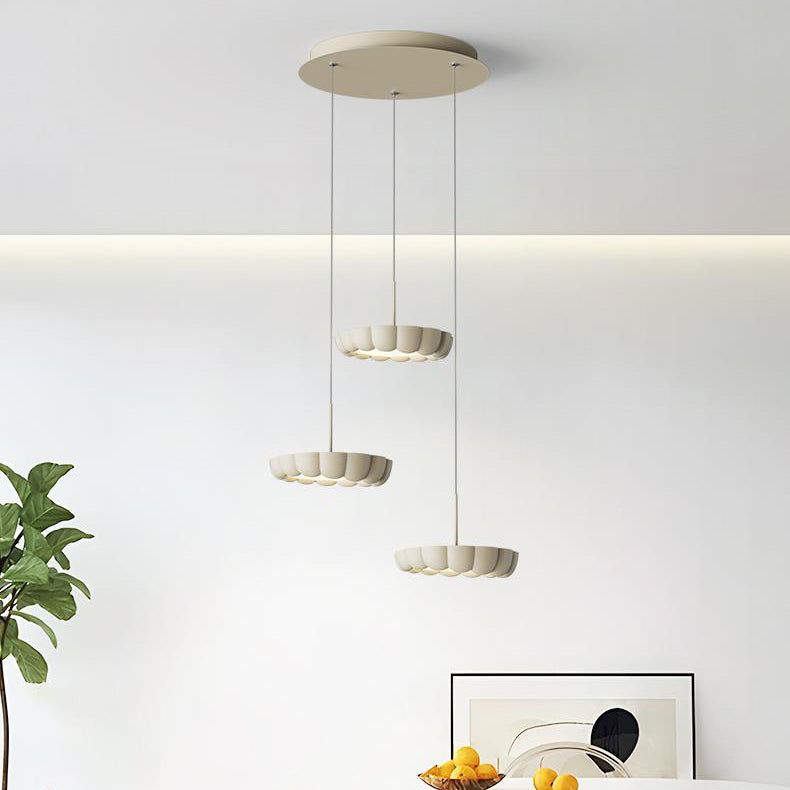 Lampes LED modernes minimalistes rondes en ABS avec abat-jour en fer pour salle à manger 