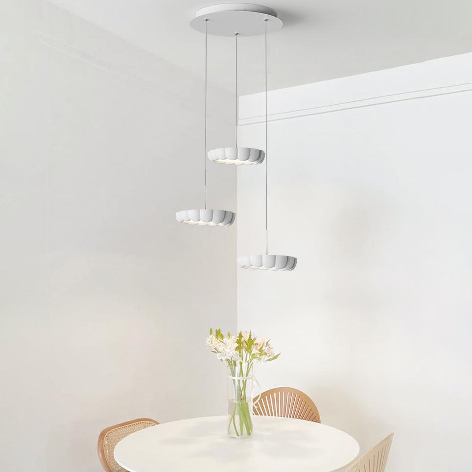 Lampes LED modernes minimalistes rondes en ABS avec abat-jour en fer pour salle à manger 