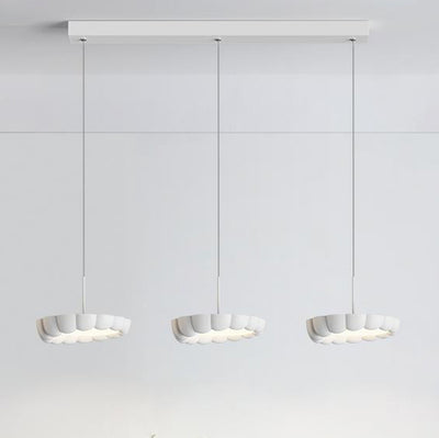 Modern Minimalist Cream Round ABS Iron Lampshade LED Chandeliers For Dining Room