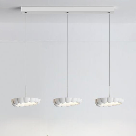 Modern Minimalist Cream Round ABS Iron Lampshade LED Chandeliers For Dining Room