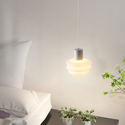 Contemporary Nordic Dome Wave Roto-molding Lampshade Iron LED Pendant Light For Bedroom