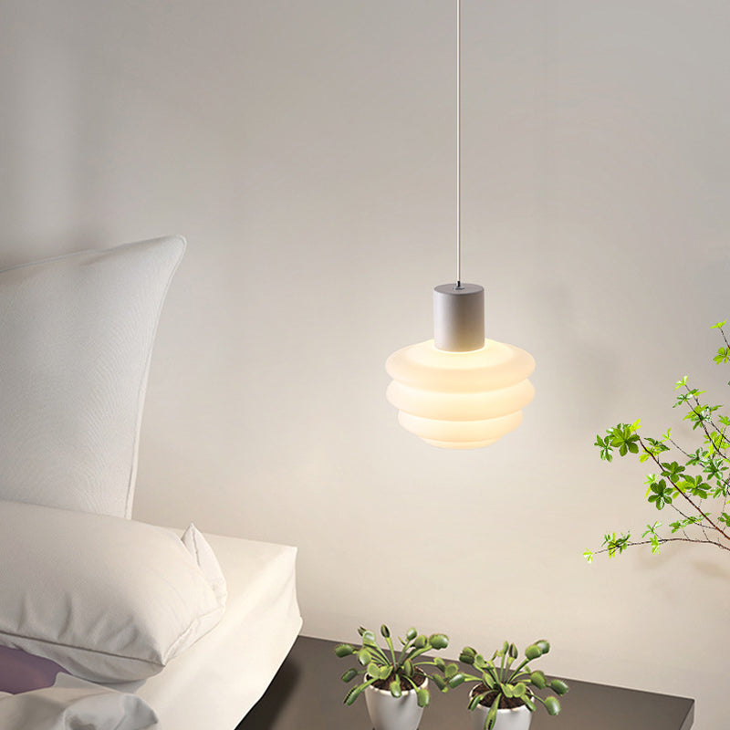 Contemporary Nordic Dome Wave Roto-molding Lampshade Iron LED Pendant Light For Bedroom