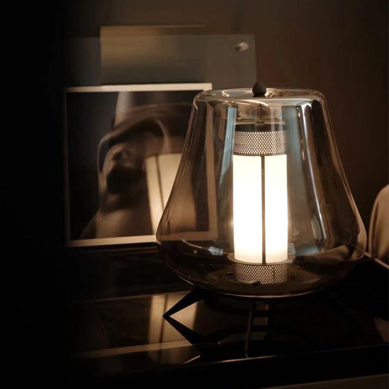 Moderne Art Deco Transparente Glas Eisen Lampenschirm 1 - Licht Tischlampe für Schlafzimmer 