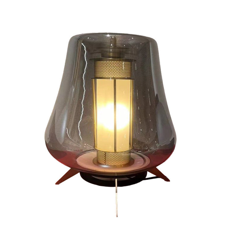 Moderne Art Deco Transparente Glas Eisen Lampenschirm 1 - Licht Tischlampe für Schlafzimmer 