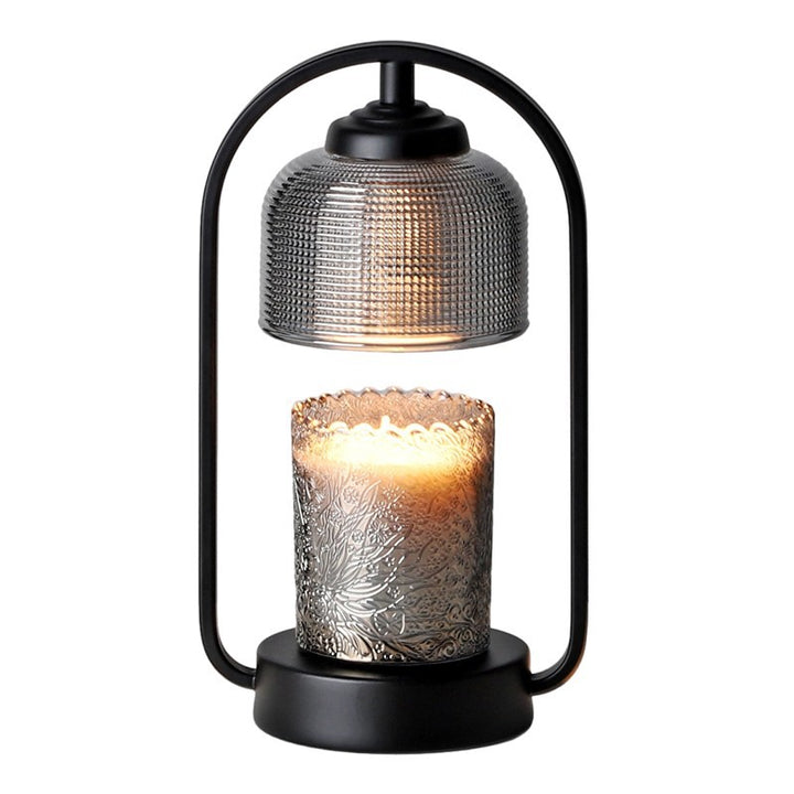 Lampe de table à cire fondante à 1 lumière avec abat-jour en verre semi-circulaire et base en fer ronde nordique contemporaine pour chambre 