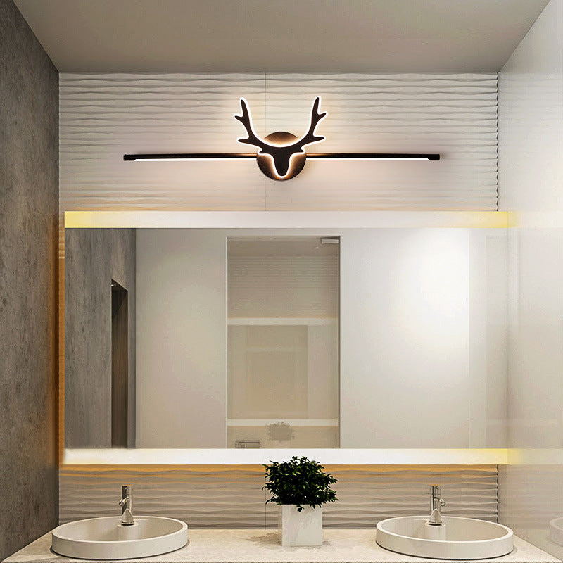 Contemporary Scandinavian Deer Iron Acrylic LED Vanity Light Mirror Front Wall Sconce Lamp For Bathroom