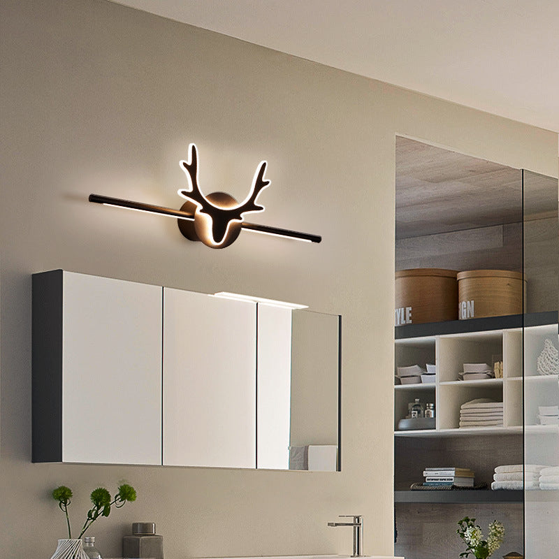 Contemporary Scandinavian Deer Iron Acrylic LED Vanity Light Mirror Front Wall Sconce Lamp For Bathroom