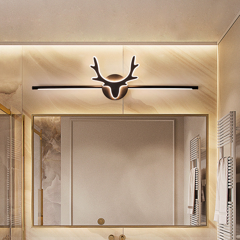 Contemporary Scandinavian Deer Iron Acrylic LED Vanity Light Mirror Front Wall Sconce Lamp For Bathroom