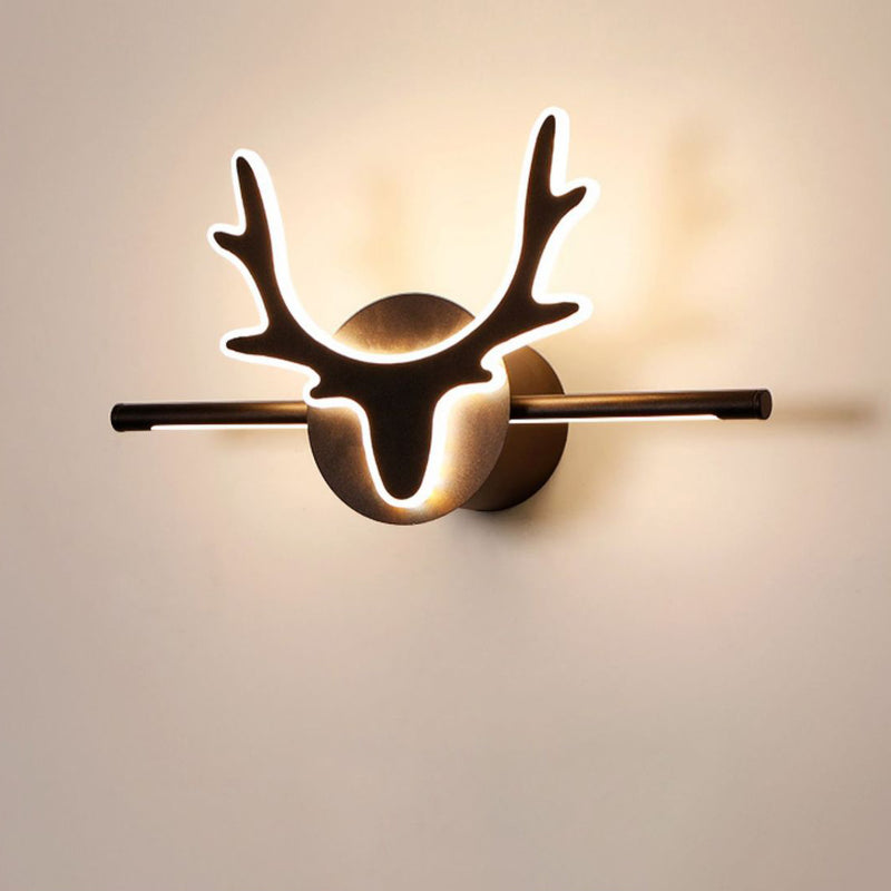 Contemporary Scandinavian Deer Iron Acrylic LED Vanity Light Mirror Front Wall Sconce Lamp For Bathroom