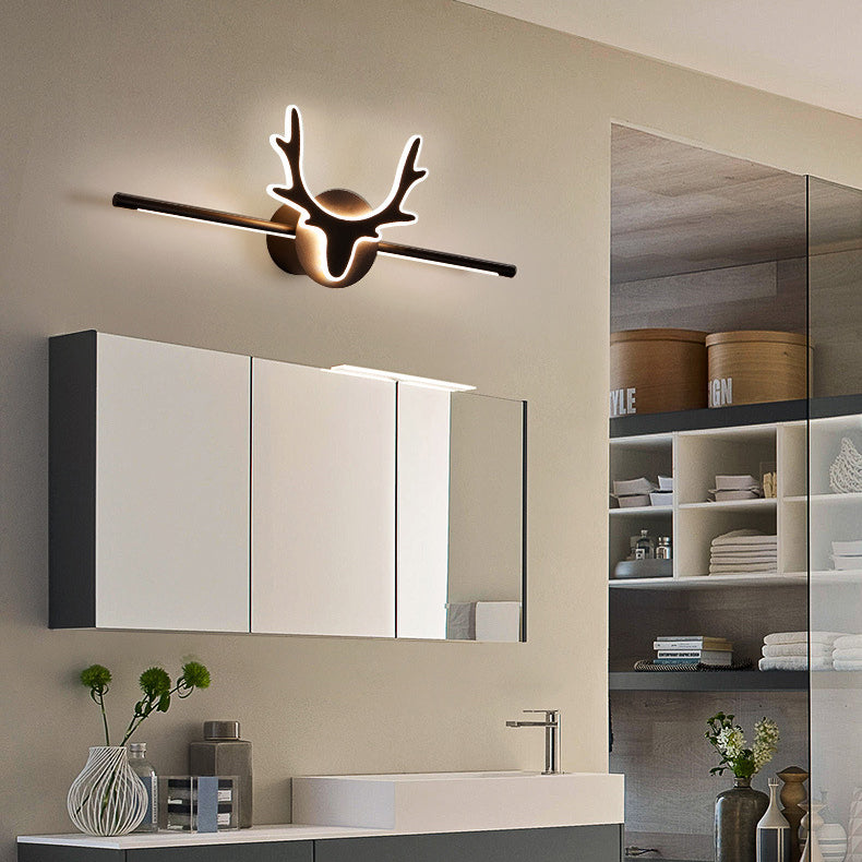 Contemporary Scandinavian Deer Iron Acrylic LED Vanity Light Mirror Front Wall Sconce Lamp For Bathroom