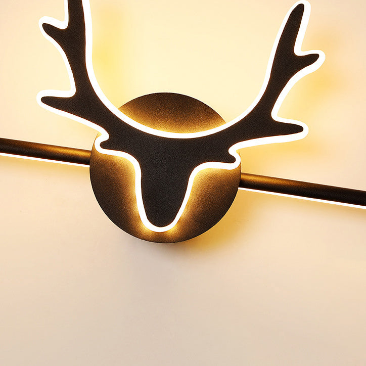 Contemporary Scandinavian Deer Iron Acrylic LED Vanity Light Mirror Front Wall Sconce Lamp For Bathroom