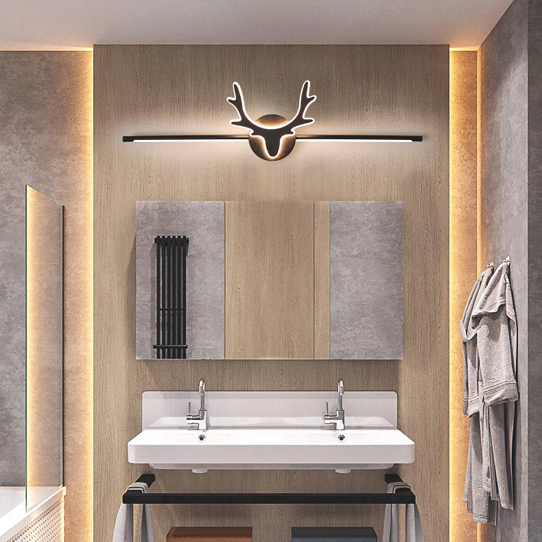 Contemporary Scandinavian Deer Iron Acrylic LED Vanity Light Mirror Front Wall Sconce Lamp For Bathroom