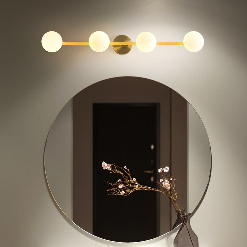Modern Simplicity Orbs Stitching Straight Line Copper Glass Lampshade 3/4 - Light Vanity Light Mirror Front Wall Sconce Lamp For Bathroom