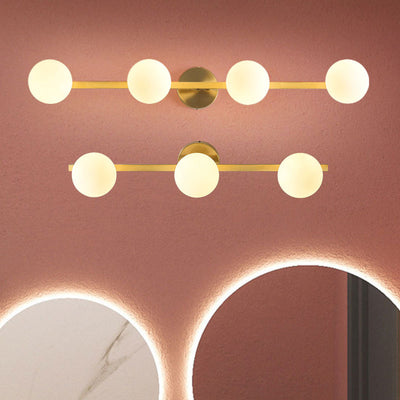 Modern Simplicity Orbs Stitching Straight Line Copper Glass Lampshade 3/4 - Light Vanity Light Mirror Front Wall Sconce Lamp For Bathroom