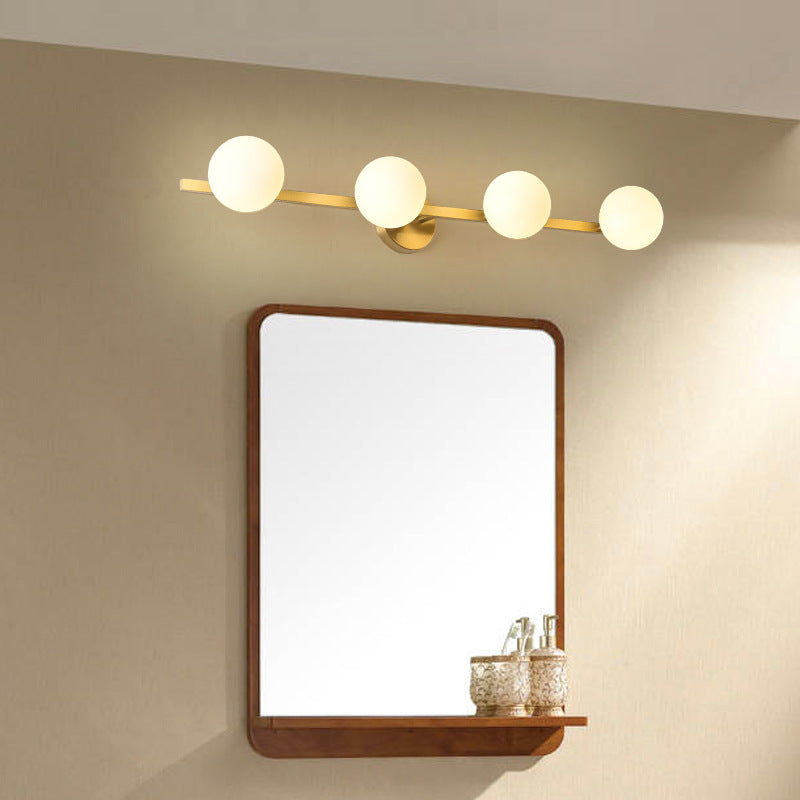 Modern Simplicity Orbs Stitching Straight Line Copper Glass Lampshade 3/4 - Light Vanity Light Mirror Front Wall Sconce Lamp For Bathroom
