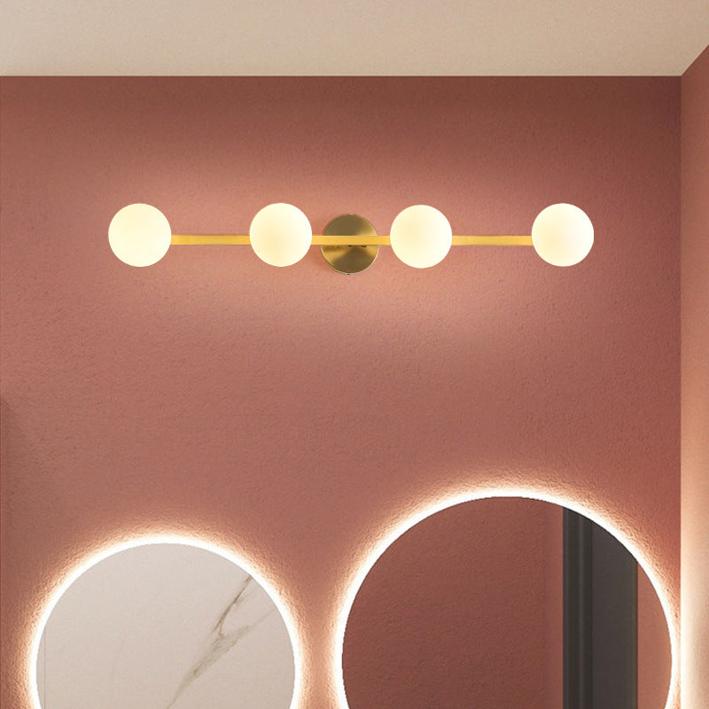 Modern Simplicity Orbs Stitching Straight Line Copper Glass Lampshade 3/4 - Light Vanity Light Mirror Front Wall Sconce Lamp For Bathroom