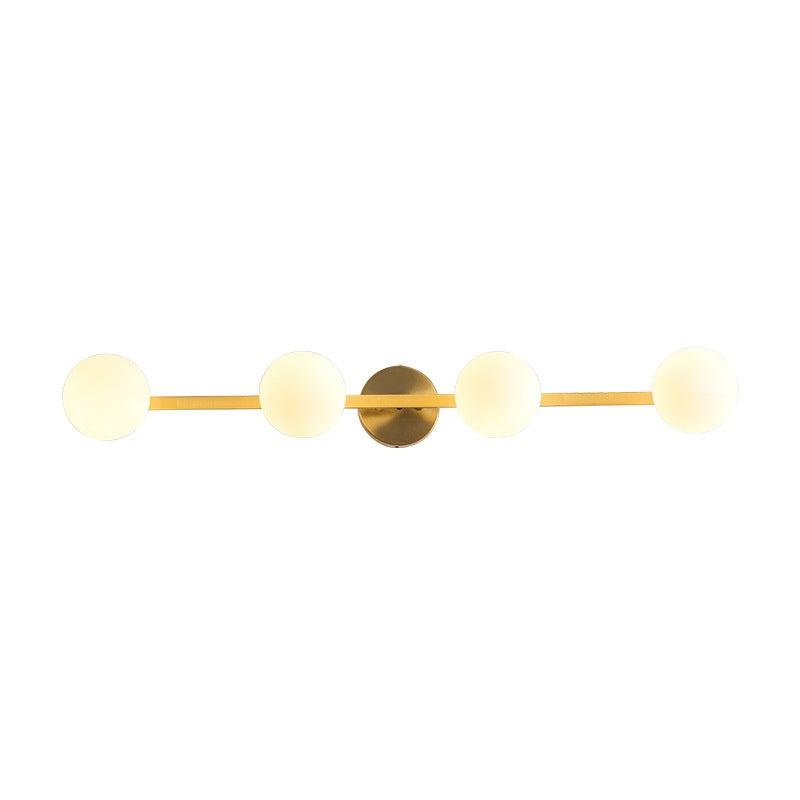 Modern Simplicity Orbs Stitching Straight Line Copper Glass Lampshade 3/4 - Light Vanity Light Mirror Front Wall Sconce Lamp For Bathroom