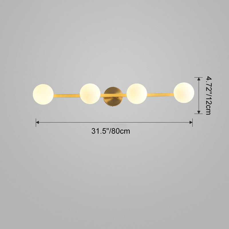 Modern Simplicity Orbs Stitching Straight Line Copper Glass Lampshade 3/4 - Light Vanity Light Mirror Front Wall Sconce Lamp For Bathroom
