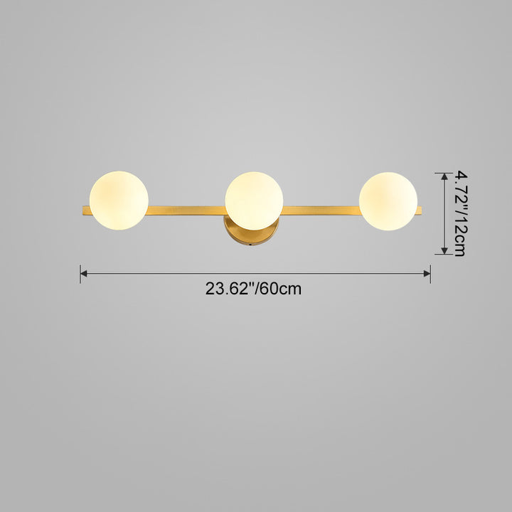 Modern Simplicity Orbs Stitching Straight Line Copper Glass Lampshade 3/4 - Light Vanity Light Mirror Front Wall Sconce Lamp For Bathroom