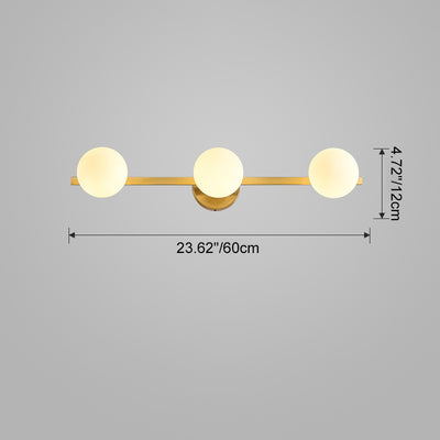 Modern Simplicity Orbs Stitching Straight Line Copper Glass Lampshade 3/4 - Light Vanity Light Mirror Front Wall Sconce Lamp For Bathroom