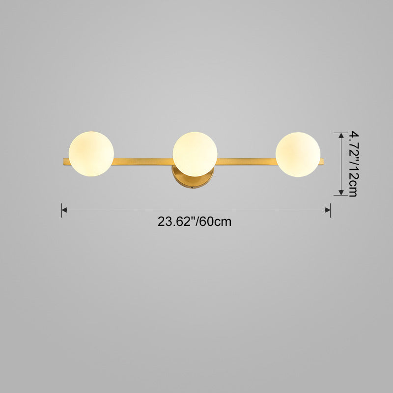 Modern Simplicity Orbs Stitching Straight Line Copper Glass Lampshade 3/4 - Light Vanity Light Mirror Front Wall Sconce Lamp For Bathroom