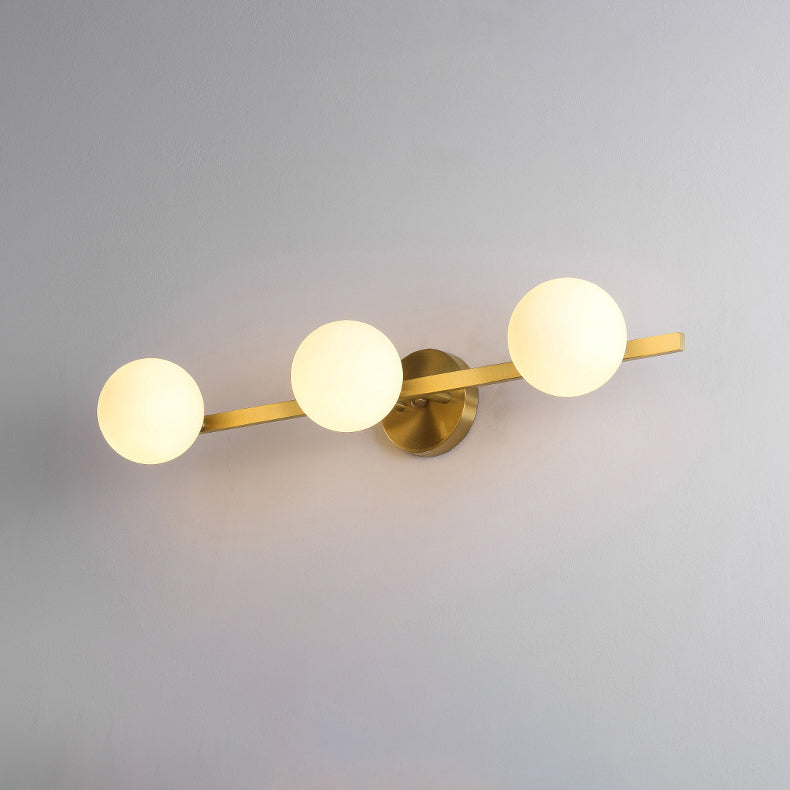 Modern Simplicity Orbs Stitching Straight Line Copper Glass Lampshade 3/4 - Light Vanity Light Mirror Front Wall Sconce Lamp For Bathroom