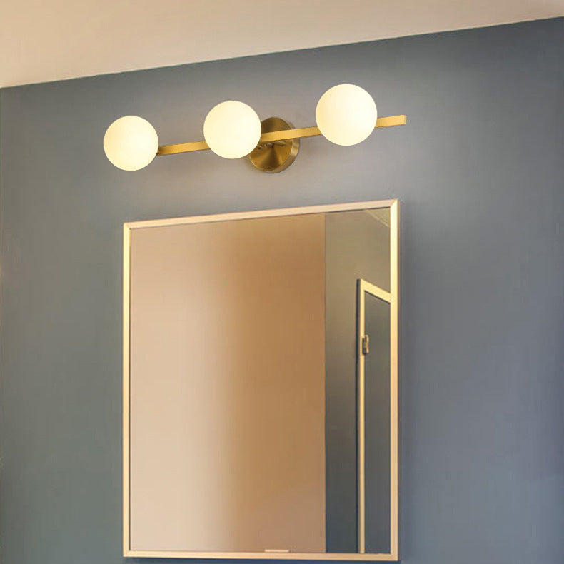 Modern Simplicity Orbs Stitching Straight Line Copper Glass Lampshade 3/4 - Light Vanity Light Mirror Front Wall Sconce Lamp For Bathroom