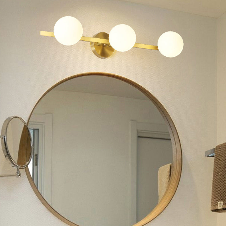Modern Simplicity Orbs Stitching Straight Line Copper Glass Lampshade 3/4 - Light Vanity Light Mirror Front Wall Sconce Lamp For Bathroom