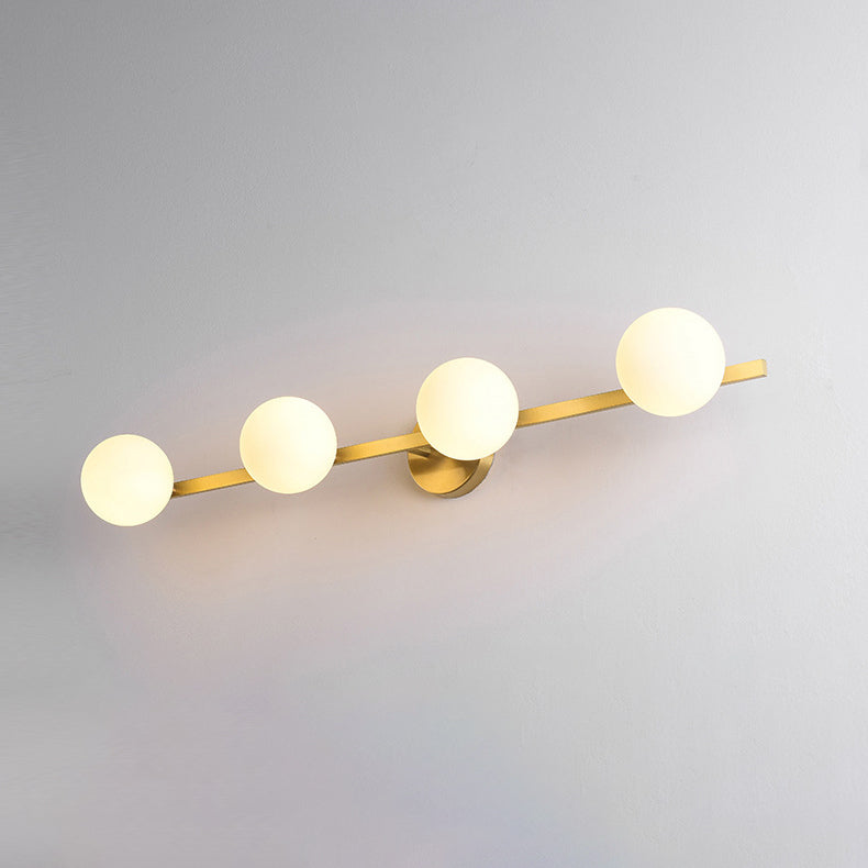 Modern Simplicity Orbs Stitching Straight Line Copper Glass Lampshade 3/4 - Light Vanity Light Mirror Front Wall Sconce Lamp For Bathroom