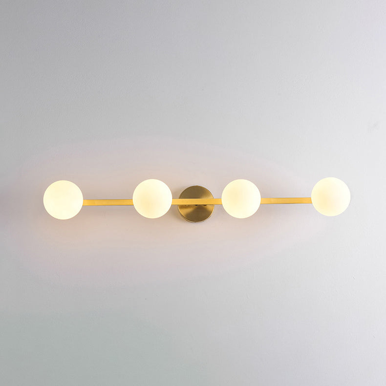 Modern Simplicity Orbs Stitching Straight Line Copper Glass Lampshade 3/4 - Light Vanity Light Mirror Front Wall Sconce Lamp For Bathroom