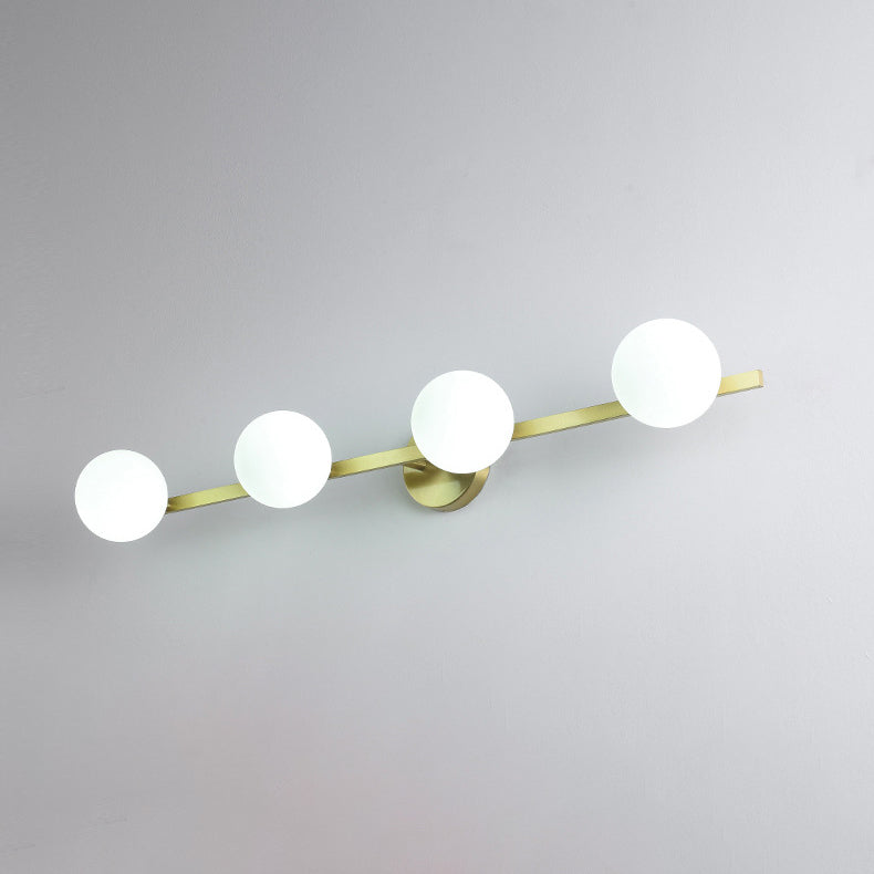 Modern Simplicity Orbs Stitching Straight Line Copper Glass Lampshade 3/4 - Light Vanity Light Mirror Front Wall Sconce Lamp For Bathroom
