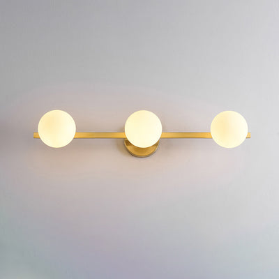Modern Simplicity Orbs Stitching Straight Line Copper Glass Lampshade 3/4 - Light Vanity Light Mirror Front Wall Sconce Lamp For Bathroom