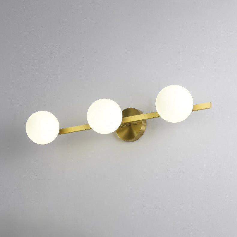 Modern Simplicity Orbs Stitching Straight Line Copper Glass Lampshade 3/4 - Light Vanity Light Mirror Front Wall Sconce Lamp For Bathroom