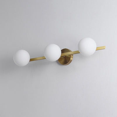 Modern Simplicity Orbs Stitching Straight Line Copper Glass Lampshade 3/4 - Light Vanity Light Mirror Front Wall Sconce Lamp For Bathroom