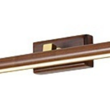 Traditional Japanese Long Cylindrical Straight Line Rotatable Walnut Copper LED Vanity Light Mirror Front Wall Sconce Lamp For Bathroom