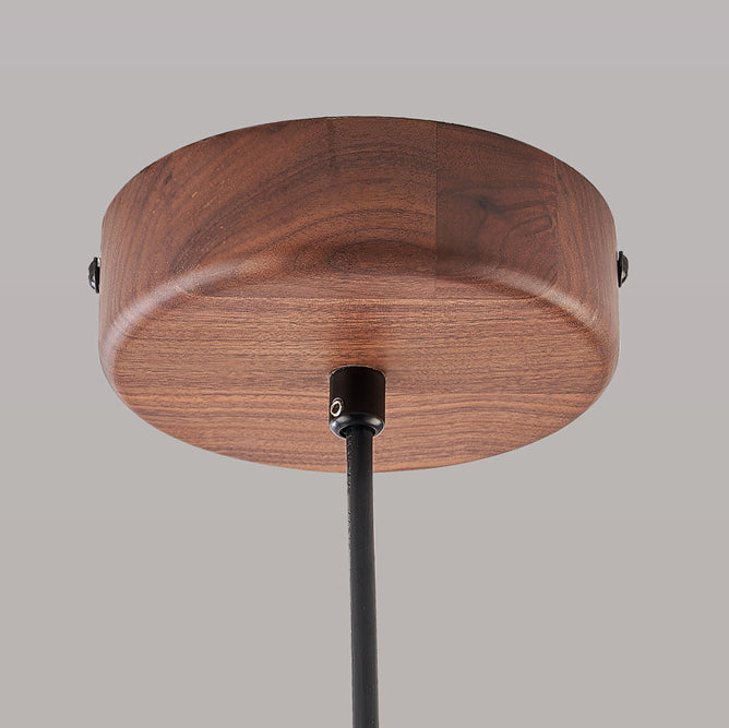 Pantalla de lámpara de vidrio semicircular nórdica contemporánea de cúpula de nogal cobre cuero 1/2/3 - Lámpara de araña para comedor 