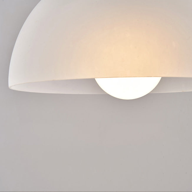 Contemporary Nordic Dome Semicircle Glass Lampshade Walnut Copper Leather 1/2/3 - Light Chandelier For Dining Room